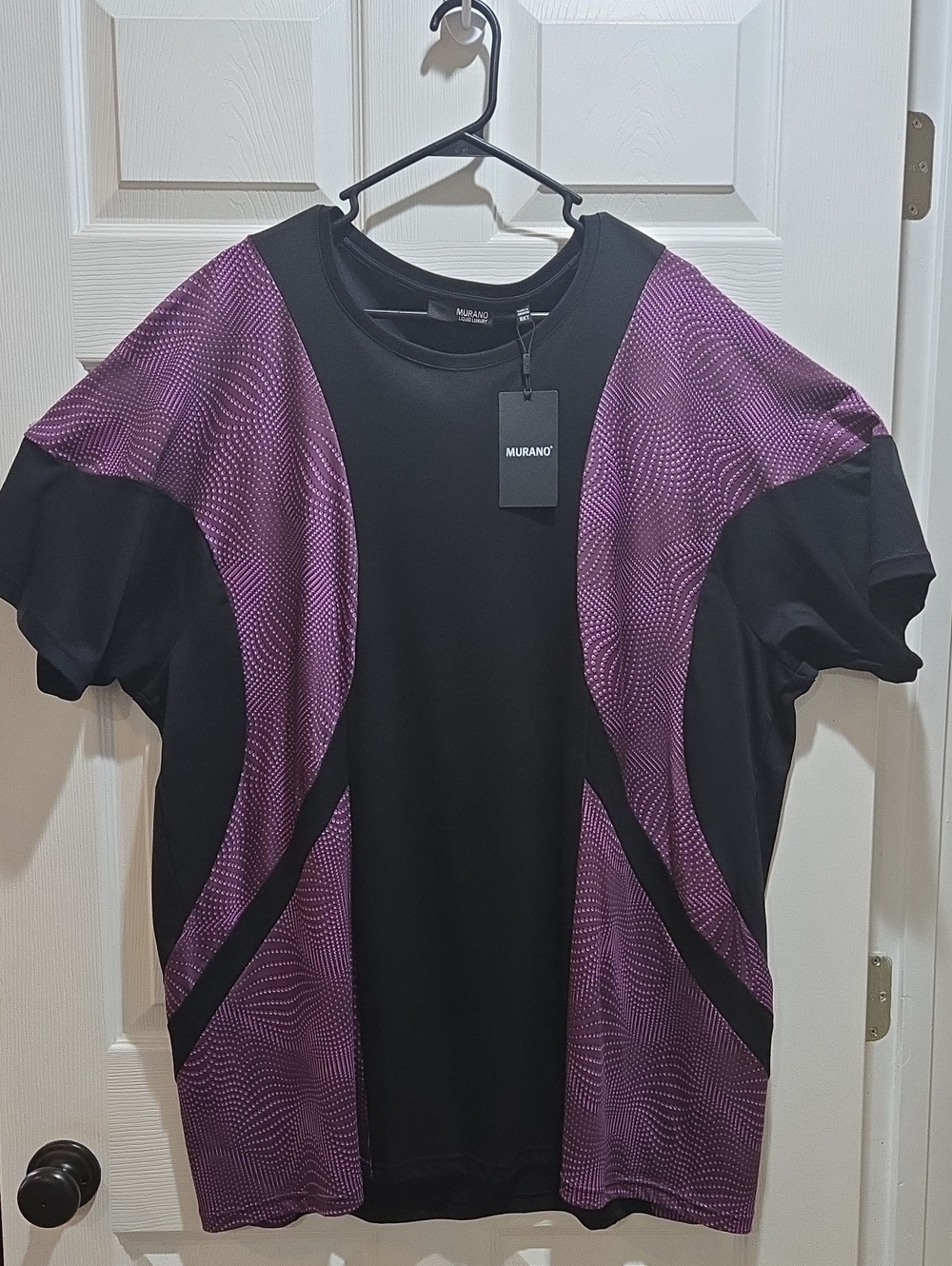 Murano Big & Tall 3xlTall Black and Purple Short Sleeve Crewneck Tee